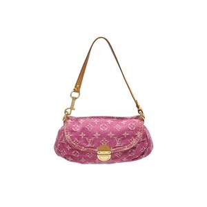 LOUIS VUITTON Pleaty One Shoulder Hobo bag Monogram denim pink